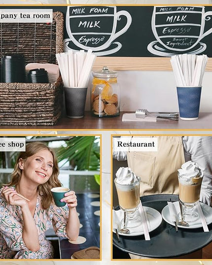 3000 Pcs Individually Wrapped Wooden Coffee Stirrers, Disposable Coffee Stir Sticks Round End Sticks Bulk Wood Stirrers for Cocktail Hot Drinks Restaurant Bar Home Office (7 Inch)
