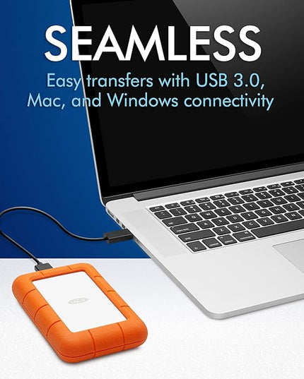 LaCie Rugged 5TB Portable External HDD - USB 3.0/2.0 Compatible, Shock/Dust/Rain Resistant for Mac & PC, Orange, Grey