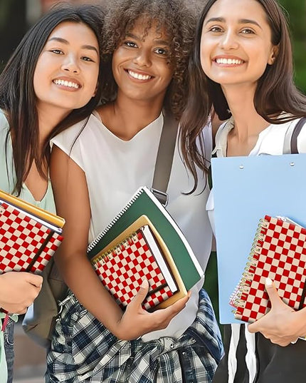 Spiral Journal Notebook, A5 Cute Notebooks for Women Men, College Ruled Hardcover Notebook for Work & Note Taking, 60 Pages Double-Wire Journals for Writing, Cute Red Checkered