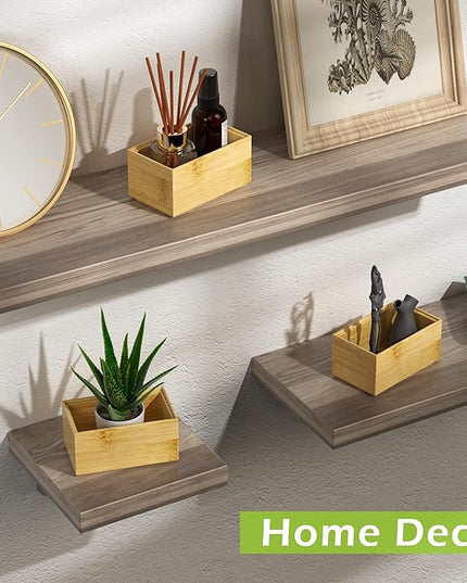 Bathroom Drawer Organizer Trays, Bamboo Silverware Drawer Organizer Kitchen Utensils, 8 PCS Wood Box Stackable Bins for Makeup, Office Desk, Vanity, Junk Drawer