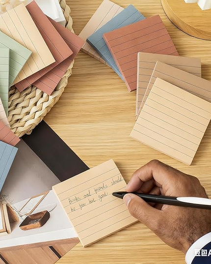 (72 Pack) Lined Sticky Notes 3x3 in,Notepads with Lines,Ruled Stickies Super Sticking Power,Office School Memo Note Pads Vintage Colors,Post on Windows Doors,Recyclable,Easy to Write on