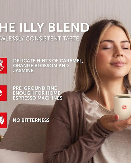 illy Decaf Ground Espresso Coffee, Classico Decaffeinated Medium Roast, 100% Arabica, Premium Italian Coffee, Pre-Ground for Espresso Machines, 8.8oz, 6 Pack