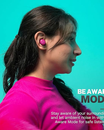 JLab Go Air Pop+ True Wireless Earbuds, in Ear Headphones, Bluetooth Earphones, 35H Playtime Ear Buds, Bluetooth Earbuds with Microphone, USB-C Charging Case, Dual Connect, EQ3 Sound, Dark Pink