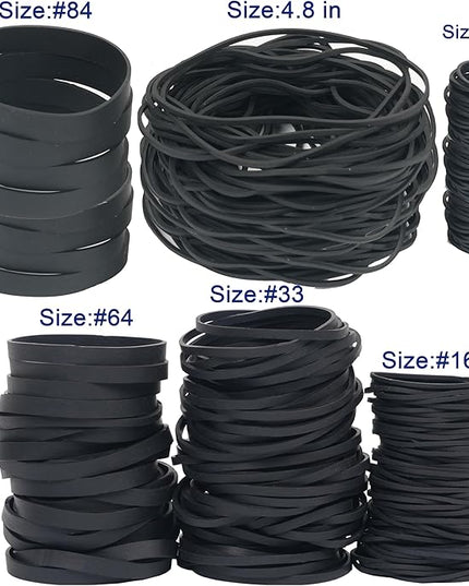 Rubber Bands Assorted Sizes Black Elastic Bands Tactical rubber bands for Office supplies 0.5lbs size10,size#16,size#33,size#64,size#84,size(4-4/5" x 1/16")