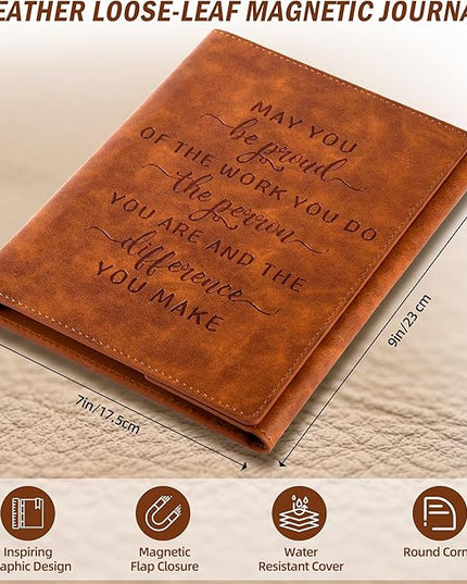 Proud Of You Thank You Farewell Gifts For Coworkers, Leather Notebook,Teacher Retirement Gifts For Women And Man,Leaving Job Goodbye,Volunteer Appreciation Gifts (Congratulations Gift)