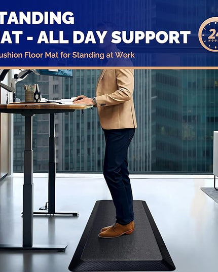 FEATOL Anti Fatigue Mat for Standing, 9/10 Extra Thick Ergonomic Standing Desk Mat, Comfort & Durable Memory Foam Standing Mat at Home,Office All Day (20" x 32", Black,4PC)