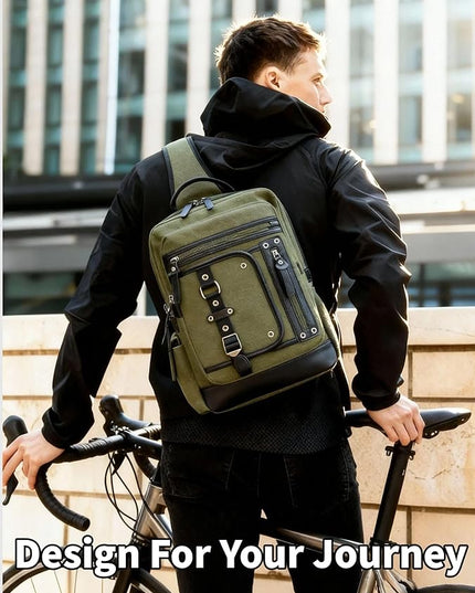 Schkleier Messenger Bag for Men Canvas Sling Bag Crossbody Backpack Laptop Shoulder Bag Hiking Daypacks Casual Tactical