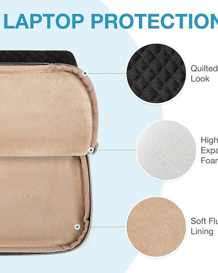 BAGSMART Laptop Sleeve for 15-inch MacBook Air/Pro, Laptop Carrying Case Compatible with 15.6 inch HP,Dell,Acer Aspire,Asus Notebook, Protective Case with Pocket and Handle, Black