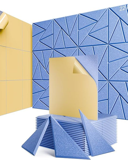22 Pack Acoustic Panels with Self-Adhesive, 12"X 12"X 0.4"Sound Proof Foam Panels, Sound Panels High Density, Soundproof Wall Panels for Home Studio Office Light Blue