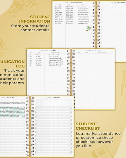 Clever Fox Teacher Planner Spiral – School Year Planner with Calendars & Lesson Plans – Teacher Plan Book for Classroom & Homeschool Organization - Undated, 7.9x10″ (Amber Yellow)