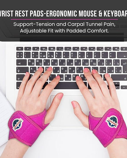 Wrist Rest Pads-Ergonomic Mouse and Keyboard Support-Tension.Adjustable Fit with Padded Comfort.