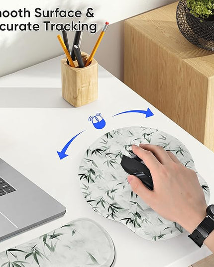 RICHEN 3 PCS Computer Mouse Pads for Desk with Coaster Set, Non-Slip Keyboard Wrist Rest and Mouse Pad Set, Ergonomic Design(YKMWR-56)