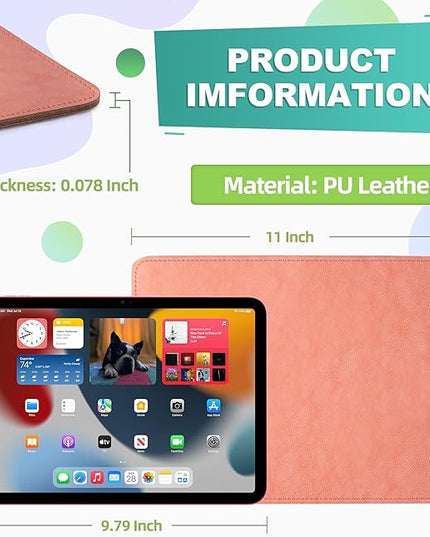 PU Leather Mouse Pad With Stitched Edge, Micro-Fiber Base, Non-Slip Waterproof for Computers, Laptop, 8x11 Inch (Pink)