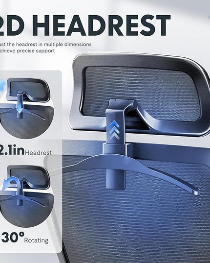 FLEXISPOT Classic Ergonomic Office Chair with High Back Swivel Computer Chair Executive Office Desk Chairs, with Lumbar Support/2D Headrest/Lockable Tilt Function, Foam Seat Cushion, Gray