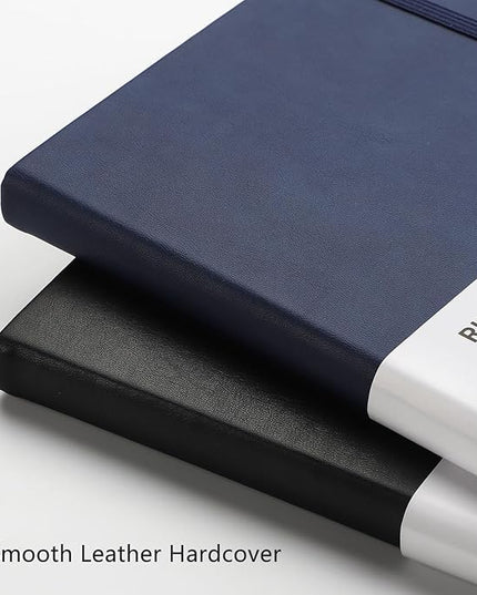 RETTACY Lined Journal Notebook, 192 Numbered Pages, A5 Medium Size (5.7'' x 8.3''), for Men & Women, Journaling, Writing, Work & Office, Leather Hardcover, 100 GSM Thick Paper (Navy Blue)