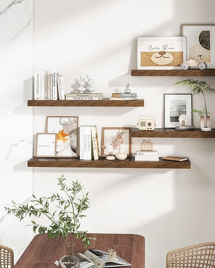 RICHFOCUS 40Inch Floating Shelves for Wall 2 Pack Shelves for Bedroom|Kitchen|Bathroom Wall Mounted Rustic Wood Floating Shelf with Invisible Brackets for Books|Storage|Decor, Rustic Brown