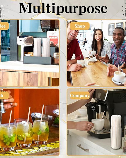 Amyhill 4000 Pcs Individually Wrapped Wooden Coffee Stirrers, Disposable Coffee Stir Sticks Round End Sticks Bulk Wood Stirrers for Cocktail Hot Drinks Restaurant Bar Home Office (5.5 Inch)