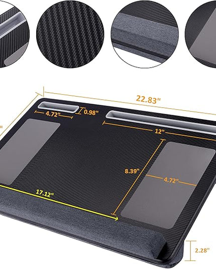 Extra Large Lap Laptop Desk- Home Office Portable LapDesk with Mouse Pad & Wrist Rest for Notebook/MacBook/Tablet, Sofa Bed Working, Writing, Drawing (Carbon Black, Fit Up to 17-inch Laptops)