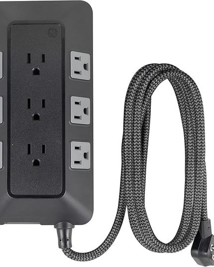 GE UltraPro 9-Outlet Surge Protector, 8', Black