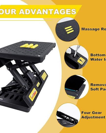 Foot Rest for Under Desk at Work,Height Adjustable Footrest with Massage Roller and Thick Cushion, Foldable Ergonomic Foot Rest for Car,Office,Home,Train,Travel,Sturdy Metal Frame