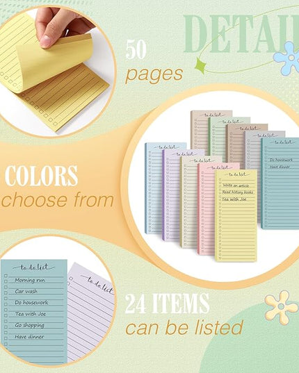 Censen 10 Pack 500 Sheets To Do List Notes Daily Checklist Notepads with 50 Sheets Each Undated Color Memo Pad Block Shopping List Pad Weekly Plan Notepad Organizer Planners(Morandi Color,Lined)