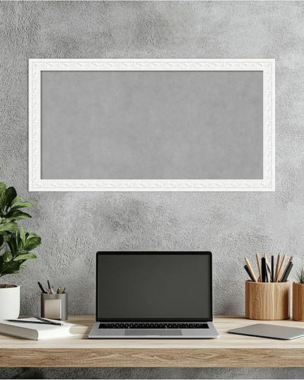 Amanti Art White Framed Magnetic Board 14x26 Small Vision Board for use with Magnets, 100% Metal Sheet to Display Items as Office Decor or for Home Organization in mudroom, Kitchen or Kids Room