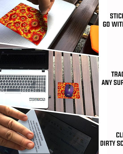 Adhesive Mouse Pad - Peel and Sticks to Any Surface - Travel Mouse Pad, Sticky for Any Surface - Excellent Tracking - Flowers GERBERAS