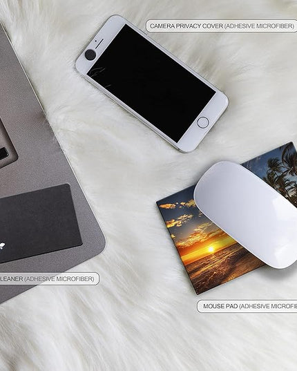 Adhesive Mouse Pad - Peel and Sticks to Any Surface - Travel Mouse Pad, Sticky for Any Surface - Excellent Tracking - Beach Sunset