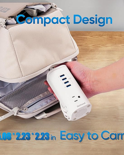Power Strip Tower Surge Protector, TenTrend Flat Plug Extension Cord with 3AC Outlets & 8 USB Ports(4 USB-C), 115W Fast Charging Station for Home, Office Supplies, Dorm Room