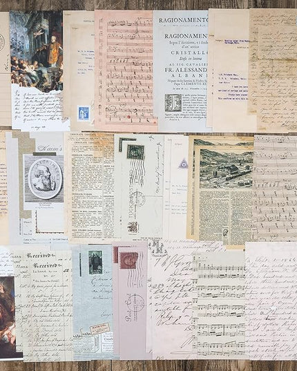 Knaid Vintage Scrapbook Supplies Pack (200 Pieces) for Junk Journal Bullet Journals Planners Aesthetic Paper Stickers Craft Kits Cottagecore Collage Album (Artistic)