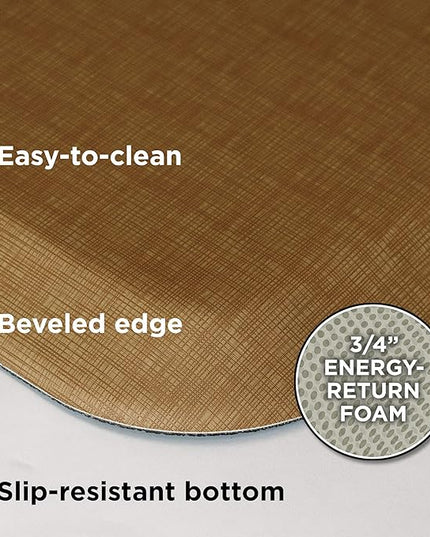 GelPro Elite Premier Anti-Fatigue Kitchen Comfort Floor Mat, 20x72”, Linen Khaki Stain Resistant Surface with Therapeutic Gel and Energy-Return Foam for Health and Wellness