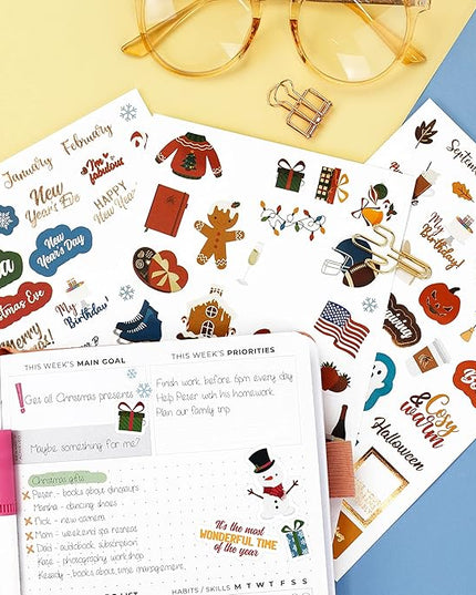 Clever Fox Seasonal Planner Stickers – 600+ Month, Holiday, Washi Tape & Seasons Stickers for Monthly Journal & Calendar – 18 Sheets (Seasonal Pack)