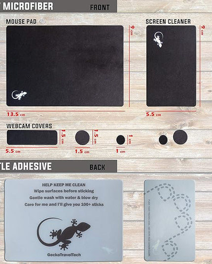 Mouse Pad Adhesive Bottom - Sticks to Any Surface - Portable - Webcam Covers and Screen Cleaner Included (10 Pack - Event Pack)