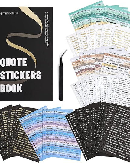 2500+ Pcs Word Stickers for Journaling, 50 Sheets Quote Sticker Gold Foil Art Scrapbook Supplies for Junk Journal, Scrapbooking Supplies for Bullet Journal Craft Small Talk Stickers for DIY Gift Card