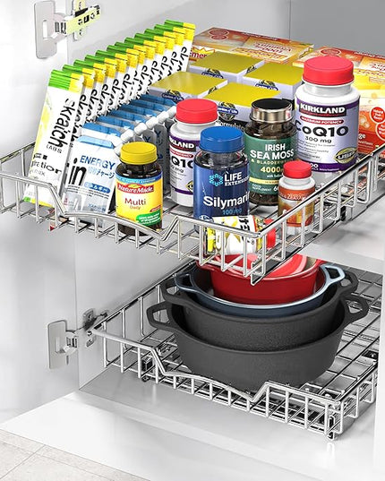 Simple Houseware Under Cabinet Pull Out Sliding Shelf Drawer Organizer, 21" D x 14" W