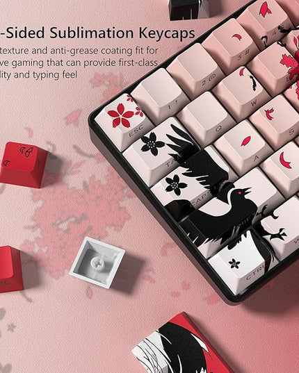 Rainy Japanese Anime Keycaps Shine Throgu Key Caps,Cherry Keycaps130 Keys PBT Dye Sublimation Custom Keycaps Set for Mechanical Keyboard 61/64/75/84/87/104/108 Layout with Key Puller (Red)