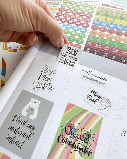 Vladi Creative Busy Mom Planner Stickers - 2190+ pcs, 18 Sheets, Decorative & Productivity-Boosting Colorful Stickers for Journals, Calendars, Scrapbooking, Time Management, & DIY Planner Decoration