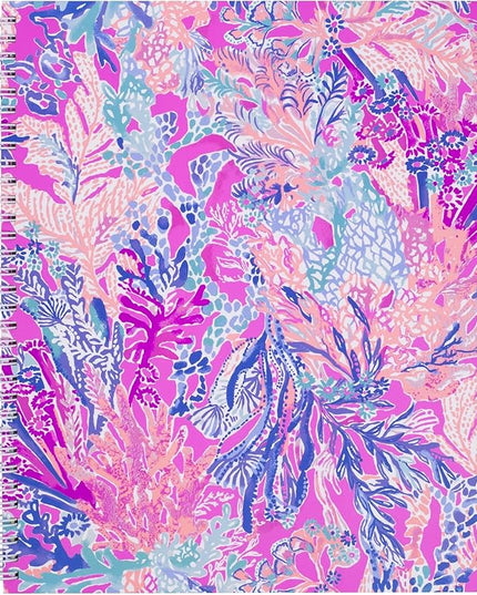 Lilly Pulitzer Large Hardcover Spiral Notebook, 11" x 9.5" with 160 College Ruled Pages, Aquadesiac