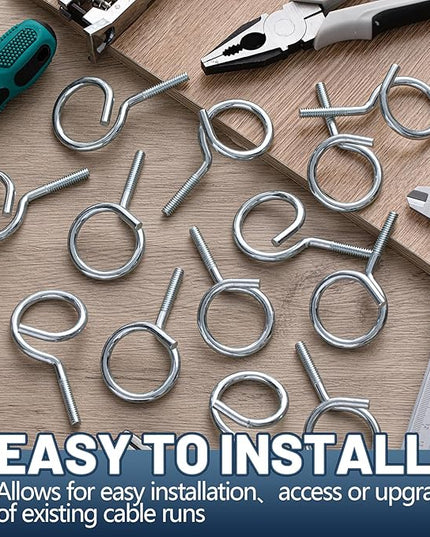 Yaocom 100 Pcs 1/4"-20 Machine Threaded Bridle Rings 2" Diameter Heavy Duty Bridle Wiring Rings Cable Hangers for Low Voltage Cable Pipe Management