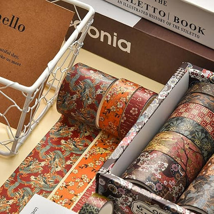 Songdao 12 Rolls Kyoto Charm Washi Tape Set Japanese Arts Adhesive Tapes Geometric Garden Decorative Masking Tape Sets for Craft, Kids, Scrapbook, DIY, Gift Wrapping (Floral Bird)