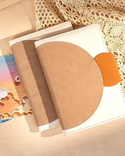 CAGIE AGIE Lined Journal for Women, 100GSM Leather Journals for Writing with Buckle Closure,A5 Hardcover Diary Journaling Notebooks for Business Work School Note Taking 5.9" x8.59 (Brown x 2)