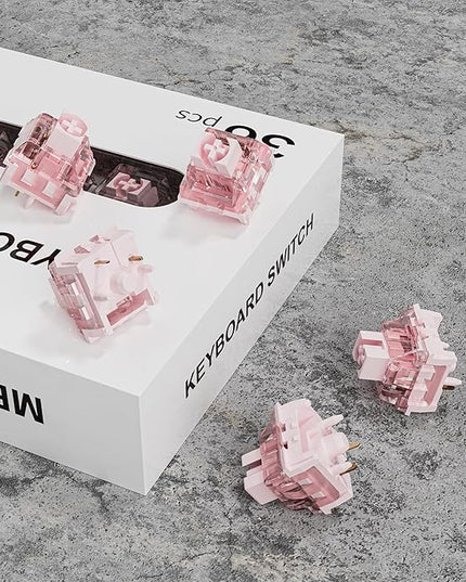 Zhouwang Pink Keyboard Switches,5-Pin Pre-Lubed with Wall Dustproof Tactile Switches for MX Mechanical Gaming Keyboard(Pink,108PCS)