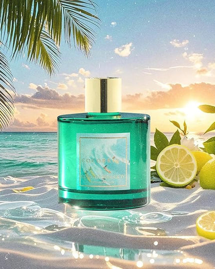 COCORRÍNA Reed Diffuser - Hawaii Melody 6.7 Fl.oz Reed Diffuser Set with 8 Sticks & Preserved Baby's Breath, Reed Diffuser for Home Bathroom Shelf Decor
