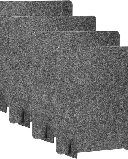 PATIKIL Desk Dividers 24" x 24", 4 Pack Desk Privacy Panel Freestanding Noise Reducing Partition Acoustic Panel with 2Pcs Support Feet for Testing Office Home Library, Dark Gray Style A