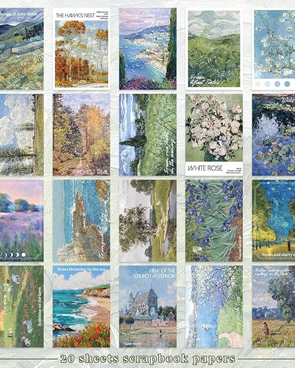 PRSTINCOL Oil Painting Sticker Book, 52 Sheets 500+ Scrapbook Stickers, Vintage Oil Painting Aesthetics Stickers for Adults and Teens, Junk Journal Supplies for Scrapbooking Journaling DIY