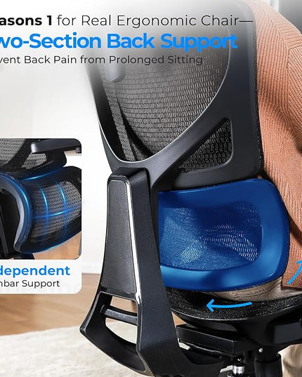 Ergonomic Office Chair - Big & Tall 6'6" Mesh Chair with Dynamic Lumbar Support, 4-in-1 Quick Adjust, 350lbs Capacity - BIFMA Certified Computer Chair for Home Office