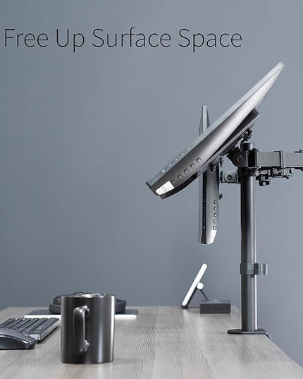 VIVO Dual Monitor Desk Mount, Holds 2 Computer Screens up to 30 inches and 22lbs Each, Heavy Duty Fully Adjustable Steel Stand with C-Clamp and Grommet, Black, STAND-V002