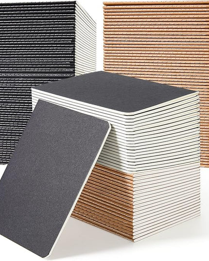 feela 170 Pack Blank Kraft Notebooks, Unlined Sketchbook Mini Cute Note Pad for Drawing Writing, Journal Bulk For Kids Students Office School Supplies, A6, 48 Pages, 4.25” X 5.5”, Black and Brown