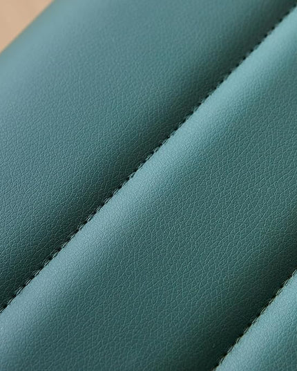 Livinia Modern Executive Office Desk Chair, Chrome & Leather Conference Room Swivel Chairs with Ribbed High Back, Adjustable Height, Removable Armrest, and Wheels for Home Office (Green(Gold))