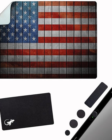 Adhesive Mouse Pad - Peel and Sticks to Any Surface - Travel Mouse Pad, Sticky for Any Surface - Excellent Tracking - USA Flag Wooden
